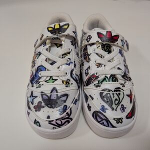 Adidas Kids' Butterfly Print Sneakers in White Multi-Color